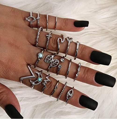 20Pcs Bohemian Turquoise Knuckle Rings Set for Women