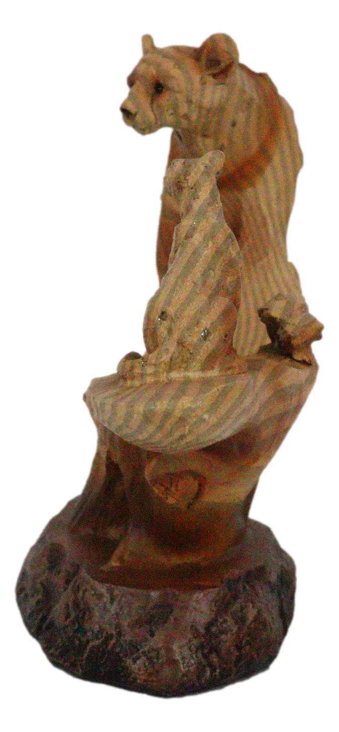 Big Cat Leopard Figurine Faux Wood Resin Cutout Carving