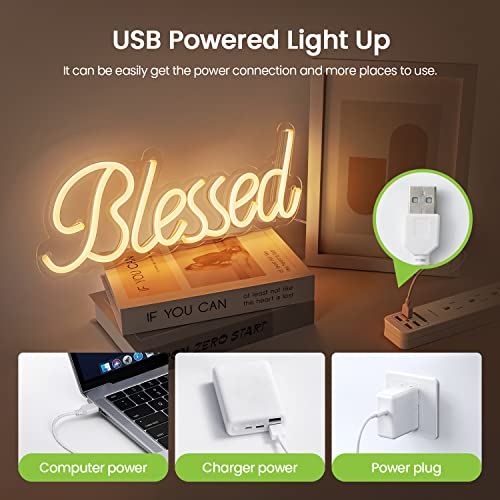 Blessed Neon Sign Dimmable LED Light USB Powered-17.7x6.3 Inches
