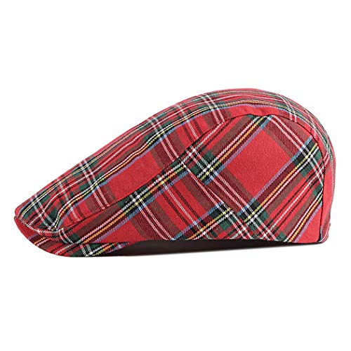 Men Adjustable Colorful Striped Plaid Ivy Newsboy Cabbie Gatsby Cotton Caps