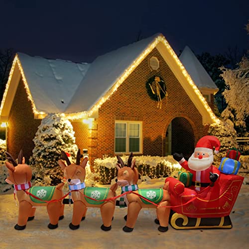 10ft Inflatable Santa & Reindeers Christmas Home Decoration