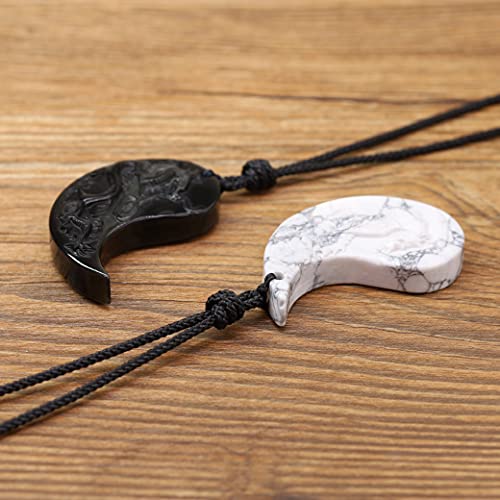 Obsidian Dragon & Phoenix Yin Yang Pendant Necklaces for Couples