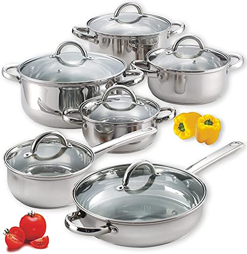 12-Piece Stainless Steel Cookware Set, Silver