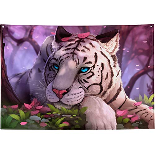 Purple Forest White Tiger Tapestry Art Home Decor Wall Hanging Living room Dorm