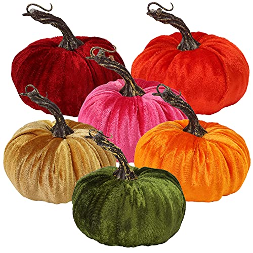 6PCS Artificial Harvest Pumpkins for Halloween Thanksgiving Fall Decorations