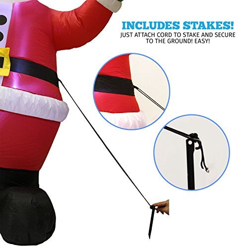 6 Ft Inflatable Santa Claus; LED Light Up Giant Christmas Inflatable Santa Claus Christmas Decoration