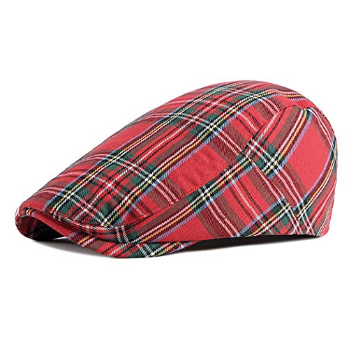 Men Adjustable Colorful Striped Plaid Ivy Newsboy Cabbie Gatsby Cotton Caps