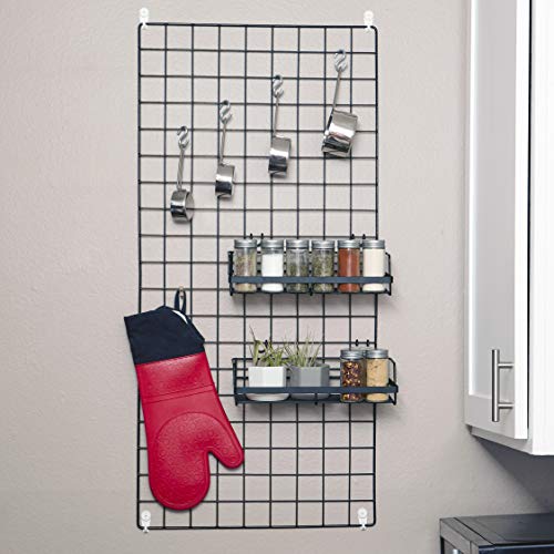 Wire Hanging Wall Grid - Black - Home Decoration - Office Storage & Organizer w/ Bonus Clips