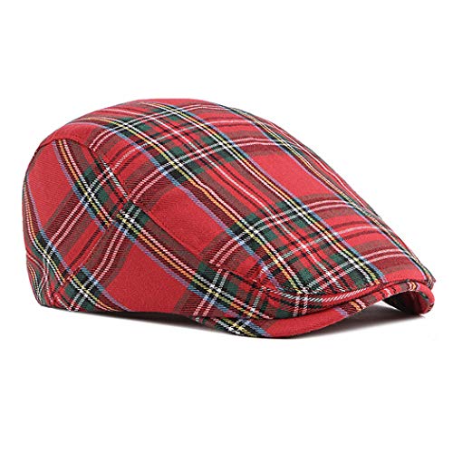 Men Adjustable Colorful Striped Plaid Ivy Newsboy Cabbie Gatsby Cotton Caps