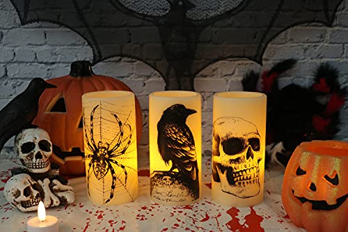 Halloween Flameless Flickering LED Candles with 6-Hour Timer