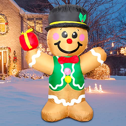 5 FT Christmas Inflatables Gingerbread Man w/ LEDs