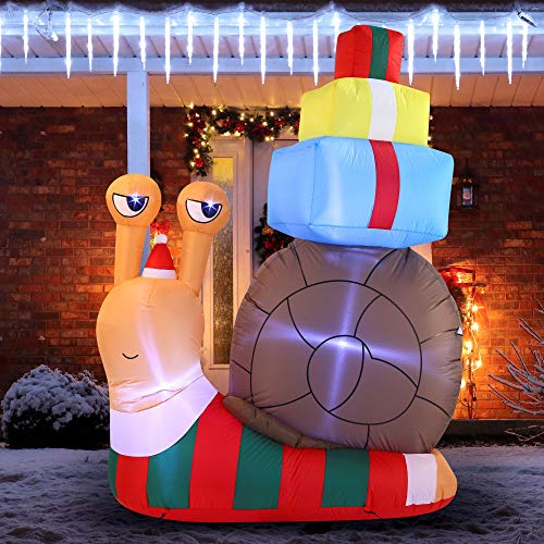 6 FT Christmas Inflatable Cute Snail w/ a Stack of Gifts