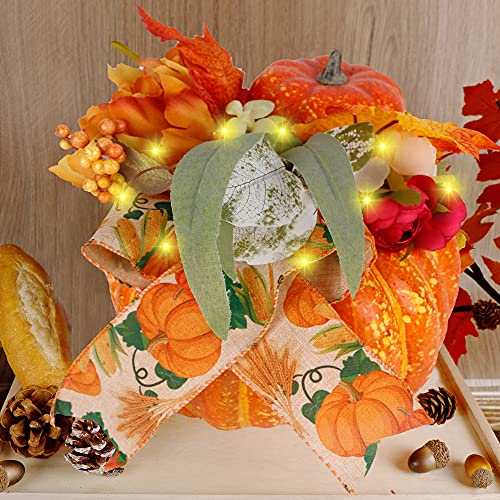 Thanksgiving Decorations Pumpkin with Plastic Succulents