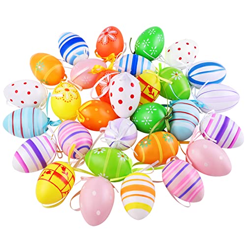Colorful Plastic Easter Eggs Hanging Ornaments, Random Styles