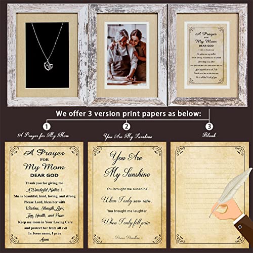 Picture Frame w/ Mat for 5x7 Picture including Poems Prints & Necklace-Gift for Mothers Day/Birthday