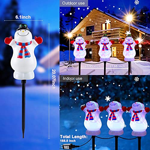 3 Pcs Snowman Christmas Decoration w/  LED-Waterproof, Plug in