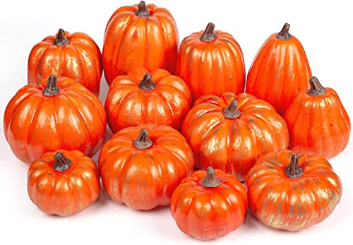 12P-16 PCS Artificial Pumpkins for Fall Halloween Thanksgiving Home Decoration