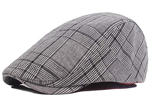 2 Pack Men's Cotton Flat Cap Ivy Gatsby Newsboy Hat (M)