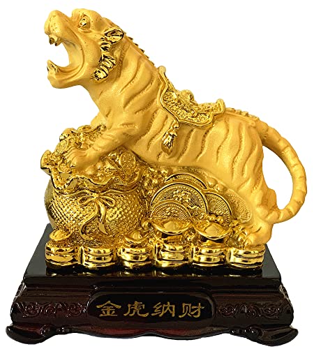 Feng Shui 2022 Chinese Zodiac Tiger on Treasure Wealth Bag for Good Luck & Wealth