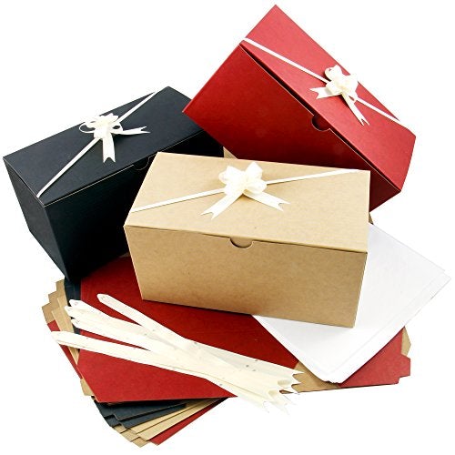 Colored Gift Boxes 9 x 4.5 x 4.5 inch Set of 10 Including Pull Bows & Tissue Paper