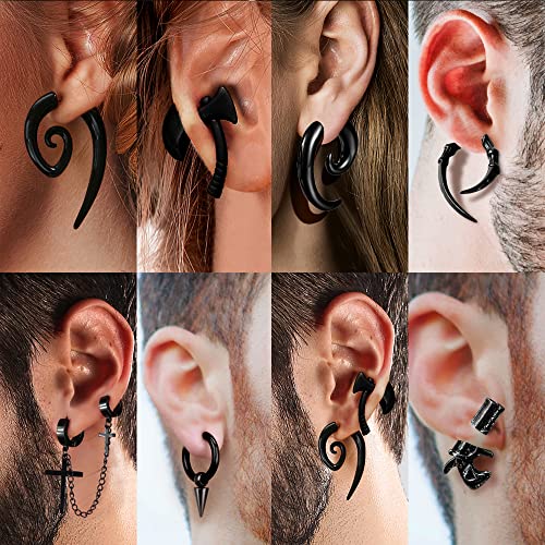 16 Pairs Stainless Steel Punk Earrings