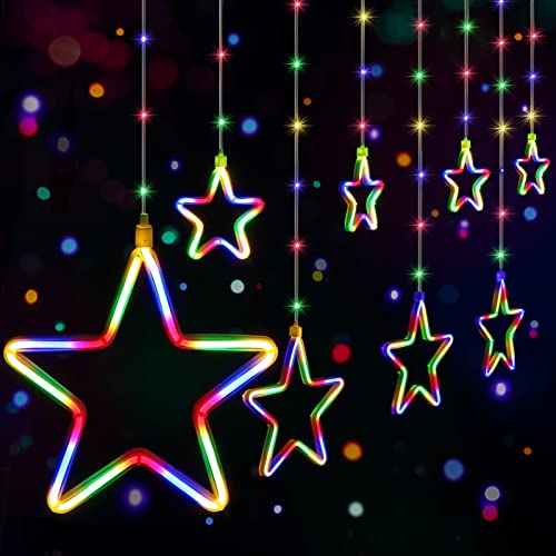Christmas Star Curtain Lights - 180 LEDs Multicolor