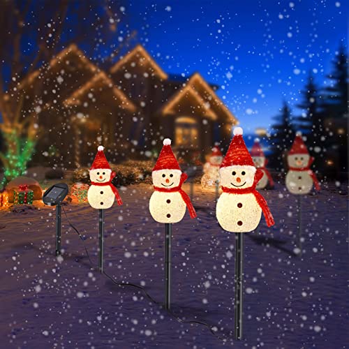 3 Pack Christmas Snowman Solar Pathway Lights