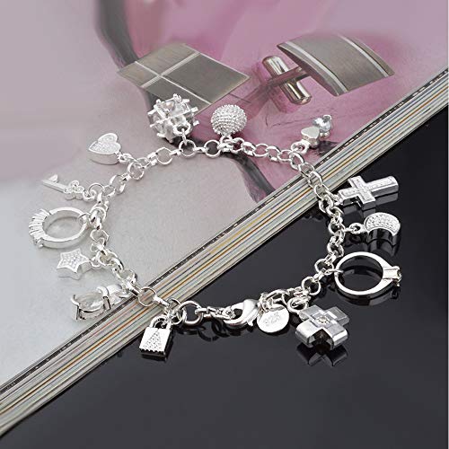 S925 Silver Thirteen Hanging Pieces Bracelet for Women