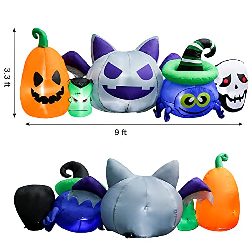 9ft Halloween Inflatables Decoration - Pumpkin & Skull