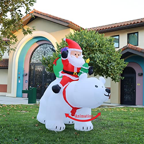 6 FT Christmas Inflatables Santa Clause Riding The Polar Bear w/ Shaking Head