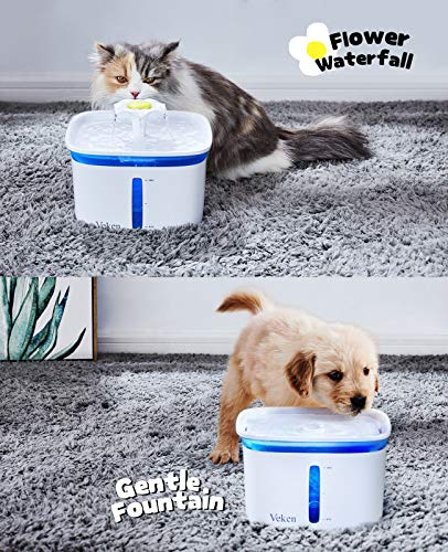 95oz/2.8L Automatic Pet Water Fountain w/ Smart Pump, 2 Replacement Filters for Cats, Dogs