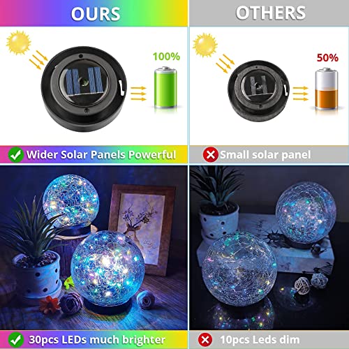 2-Pack Garden Solar Lights Decorative-  Cracked Glass Globe