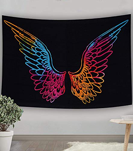 Tie Dye Mandala Angel Wings Hippie Boho Indian Tapestry Decorations  (55x85 Inches)