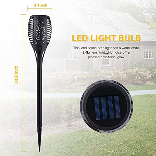 Solar Tiki Torch Lights with Flickering Flames Outdoor, Waterproof Landscape Flame Lights with Auto On/Off