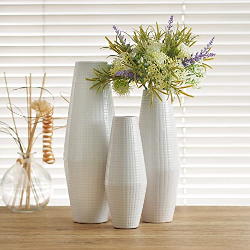 Set of 3 Ceramic Vase -Tall 12 Inch Medium 10 Inch Short 8 Inch High