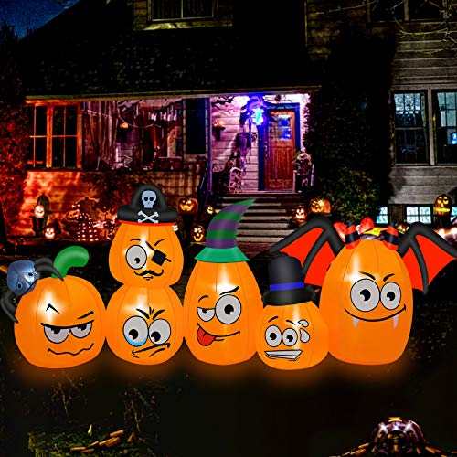 8 Ft  Halloween Inflatable Decorations Pumpkin Family w/ LEDs