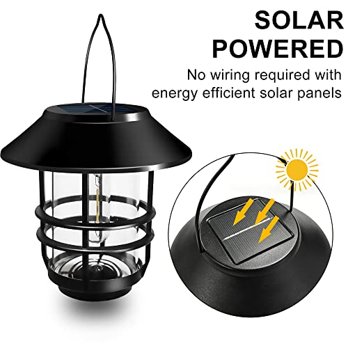 2 Pcs Outdoor Solar Glass Hanging Light Lantern - Waterproof