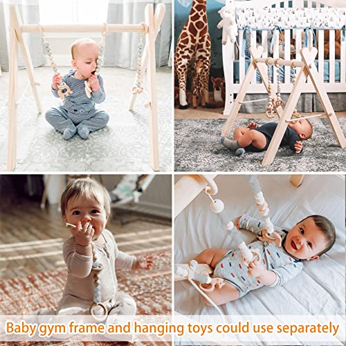 Wooden Baby Gym w/ 6 Gym Toys Foldable  Activity Center