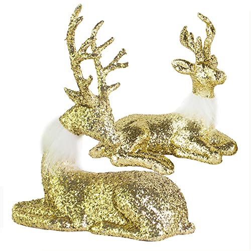 2 Pcs Glitter Reindeer Christmas Decoration