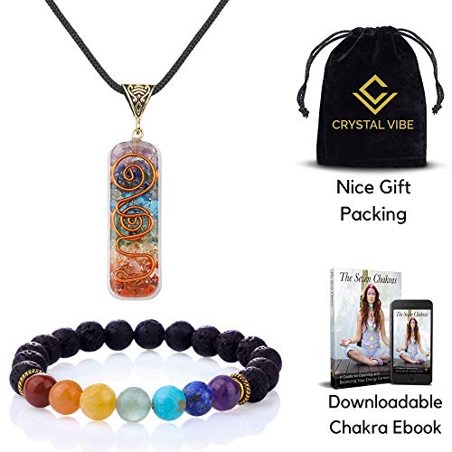 7 Chakra Necklace and Chakra Bracelet and amethyst Crystal Necklace Jewelry Bundle Set