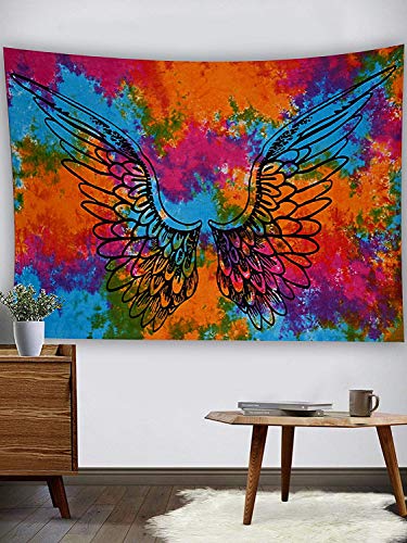 Tie Dye Mandala Angel Wings Hippie Boho Indian Tapestry Decorations  (55x85 Inches)