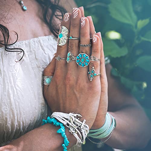 78 Pcs Vintage Turquoise Rings Set for Women