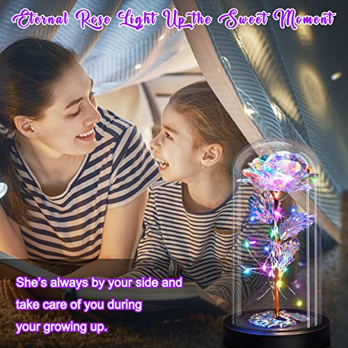 I Love You Mom Galaxy Roses Gifts in Glass Dome for Mothers Day/Birthday