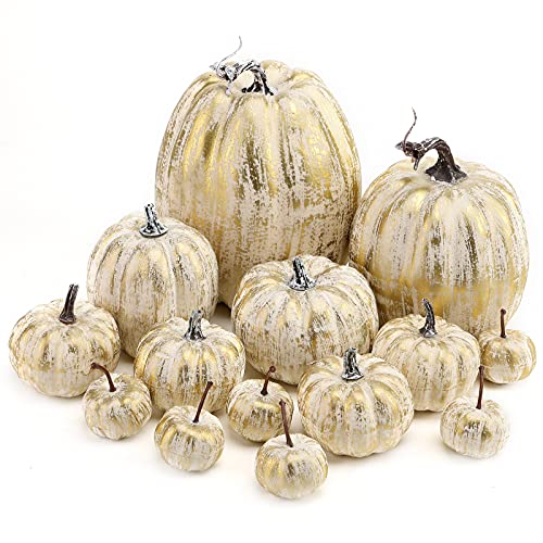 12P-16 PCS Artificial Pumpkins for Fall Halloween Thanksgiving Home Decoration