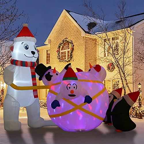 6FT Christmas Inflatables Outdoor Decorations w/ Built in LEDs