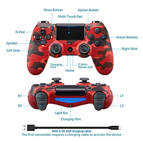 Wireless Game Controller Compatible with PS4/ Slim/Pro, with Upgraded Joystick