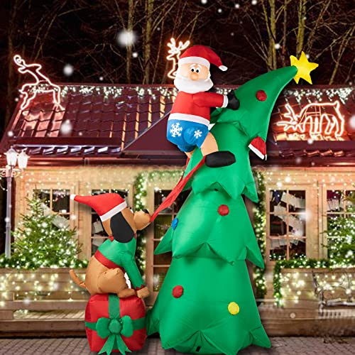 6.9FT Inflatable Christmas Tree w/ Santa Claus and Dog
