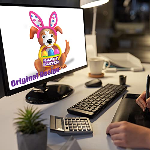 5 FT Easter Inflatables Dog w/ a Bunny Headband & LED Lights Home Decoration