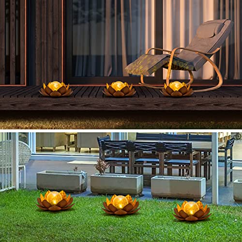 Lotus Solar Light  Garden Decor ,Waterproof LED Crackle Globe Glass Flower Light