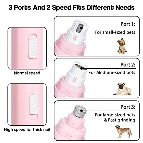 Dog Nail Grinder Upgraded -2-Speed Electric Rechargeable Pet Nail Trimmer